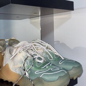 Off-White Green and Cream Sneakers